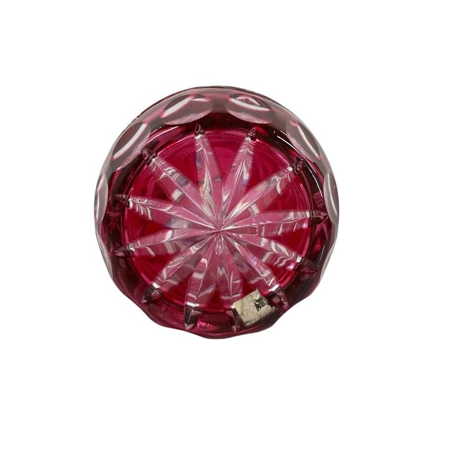 クリスタルガラス デキャンタ グラスセット 切子 クランベリー色