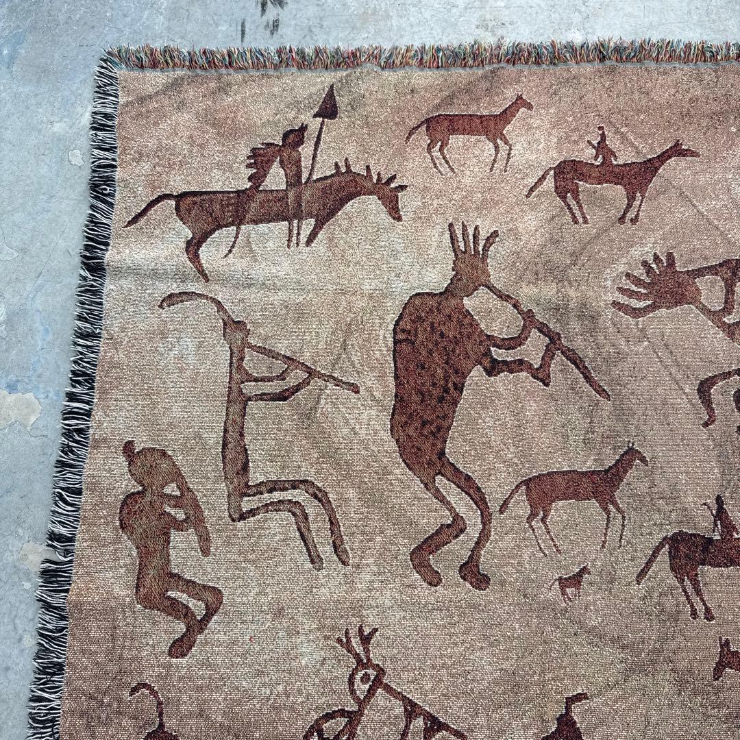 壁画風　マルチカバー　ソファーカバー　ヴィンテージラグ　177x133