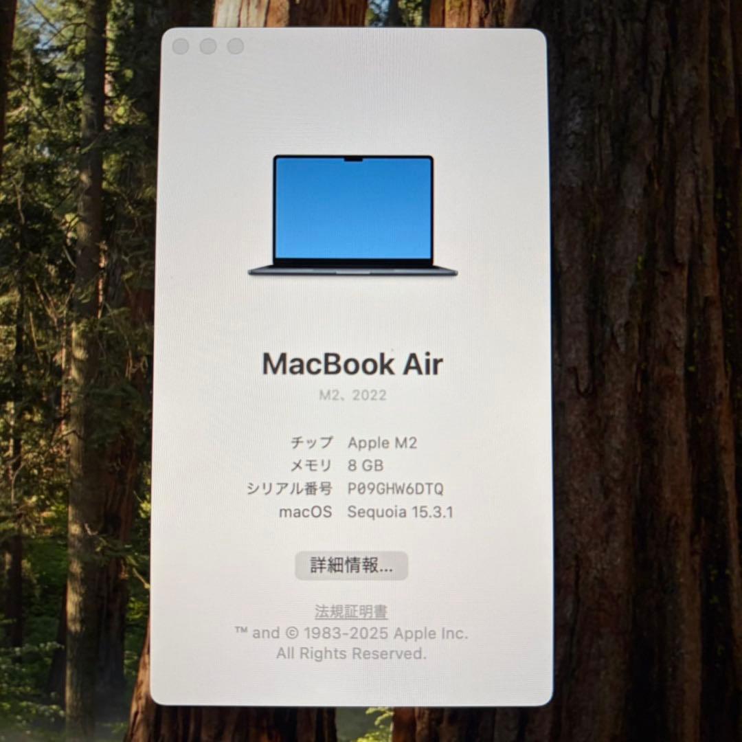 MacBook Air M2 13.6インチ 512GB MLY43J/A