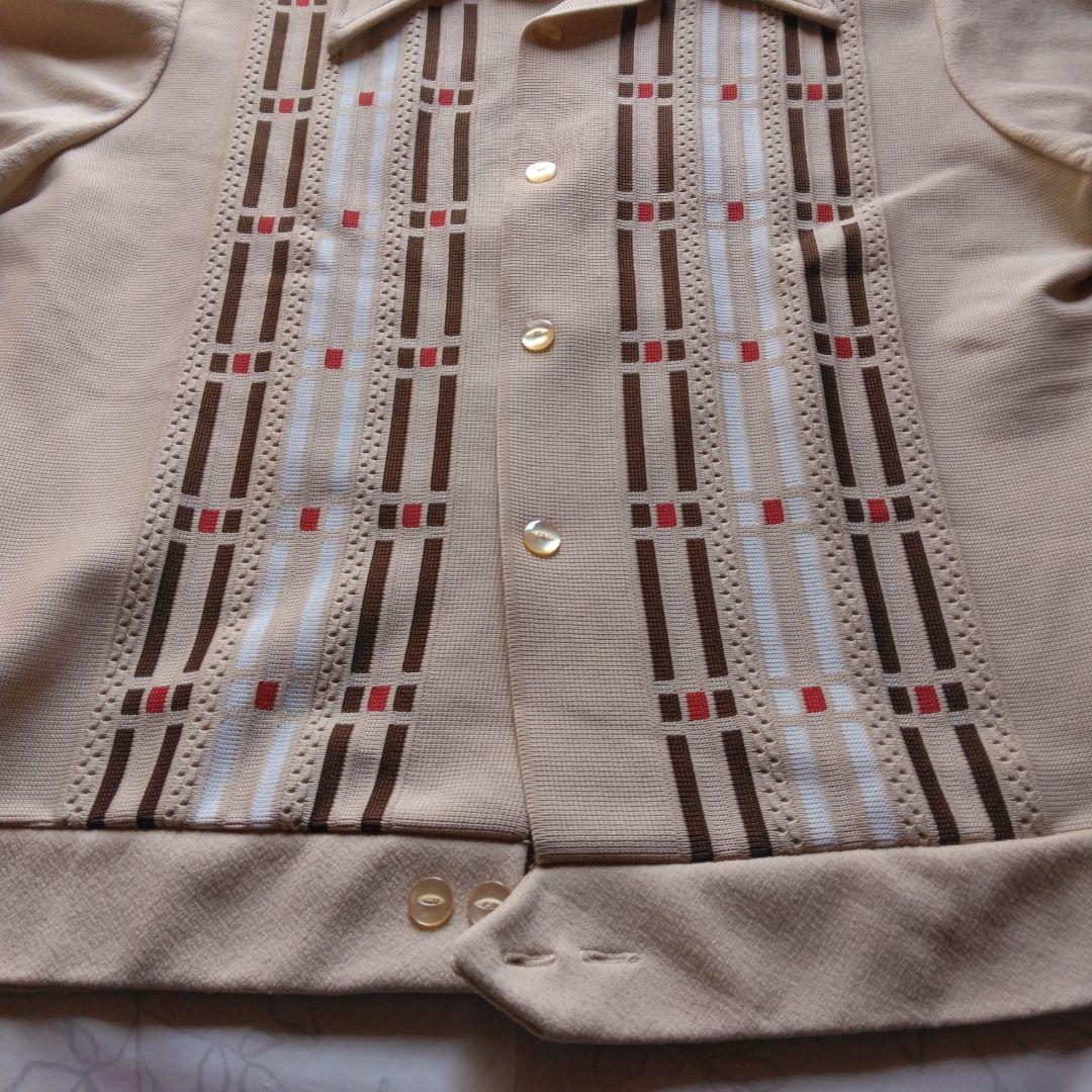 50s～ 　ロカビリー　ニットシャツ　ベージュ