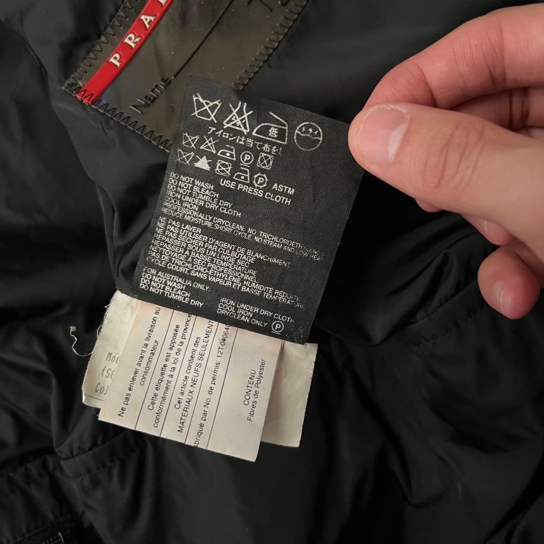 美品 PRADA SPORTS ナイロン 中綿ジャケット ラバーロゴ 黒 44