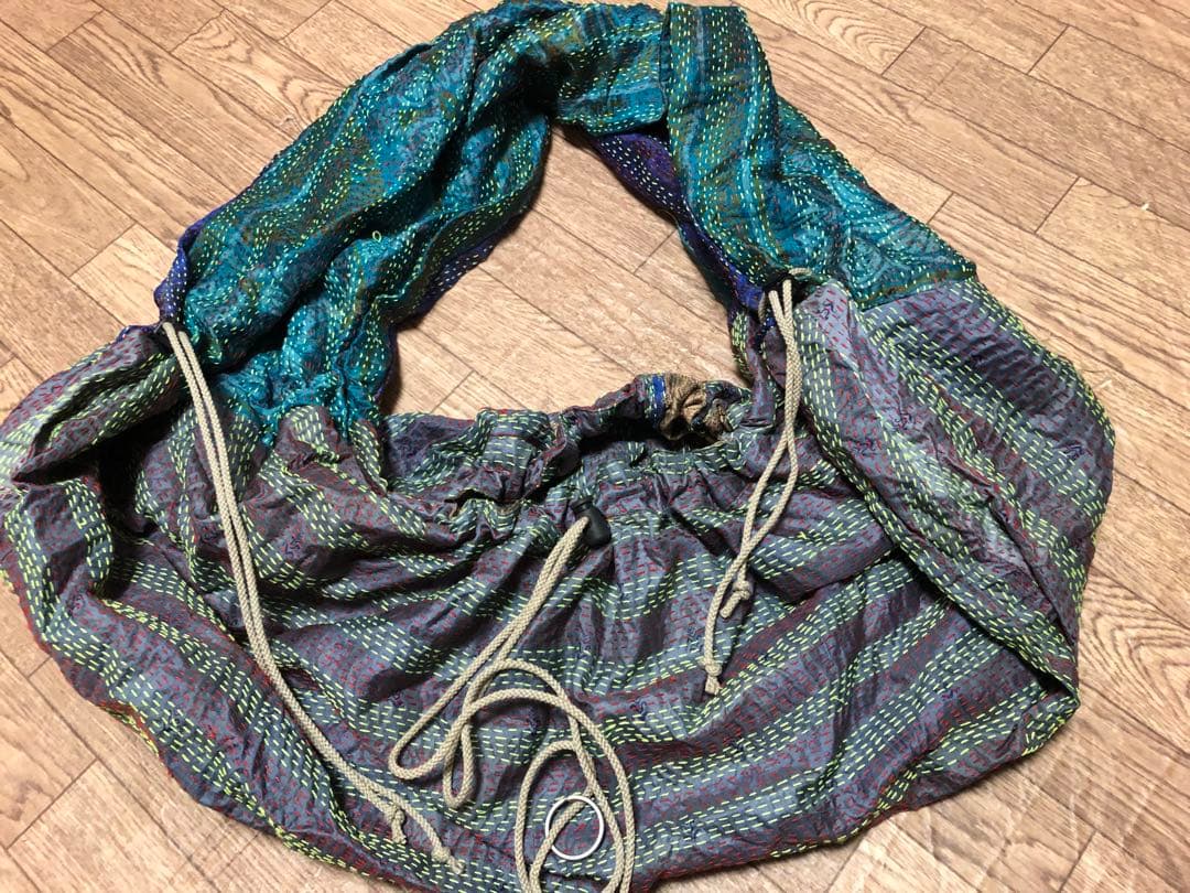 ★レア★ほぼ未使用★Leh レー シルク 袈裟バッグ 刺し子 ボディバッグ