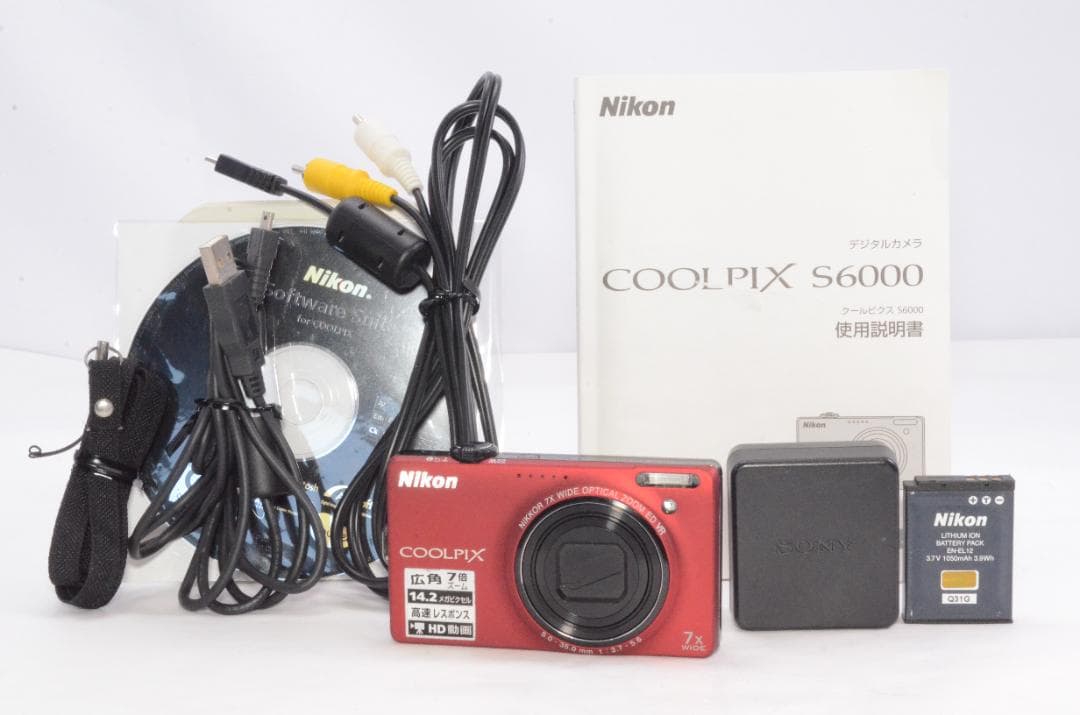 【美品】ニコン Nikon COOLPIX S6000 レッド デジタルカメラ