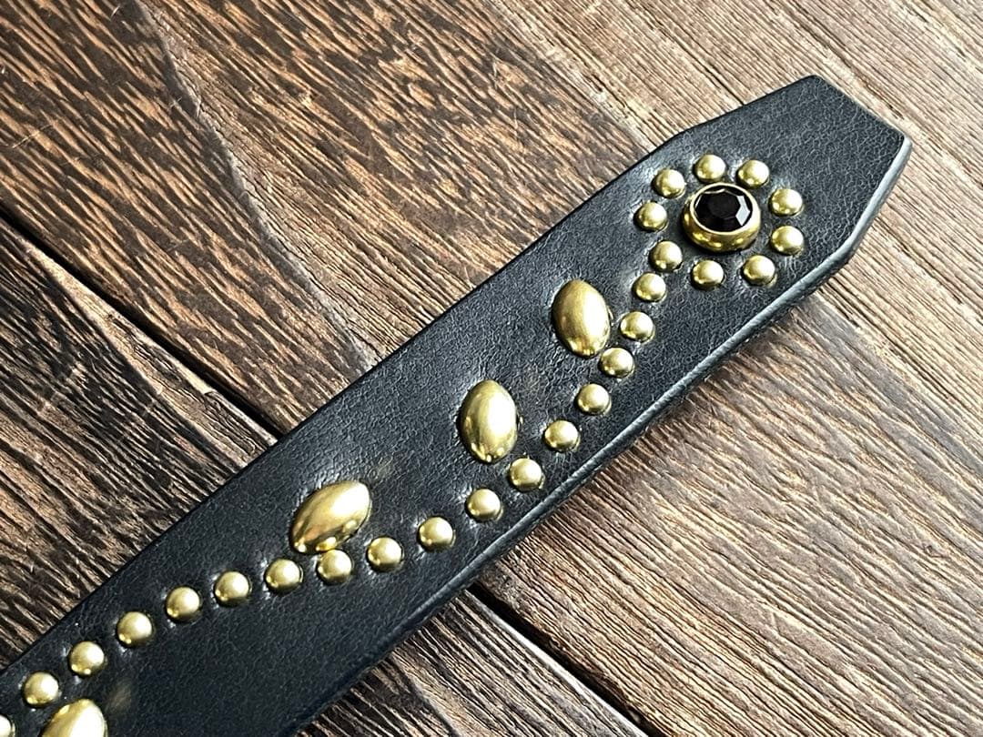 スタッズナローロングベルト　24㎜　 真鍮　フラワー　HTC CALEE