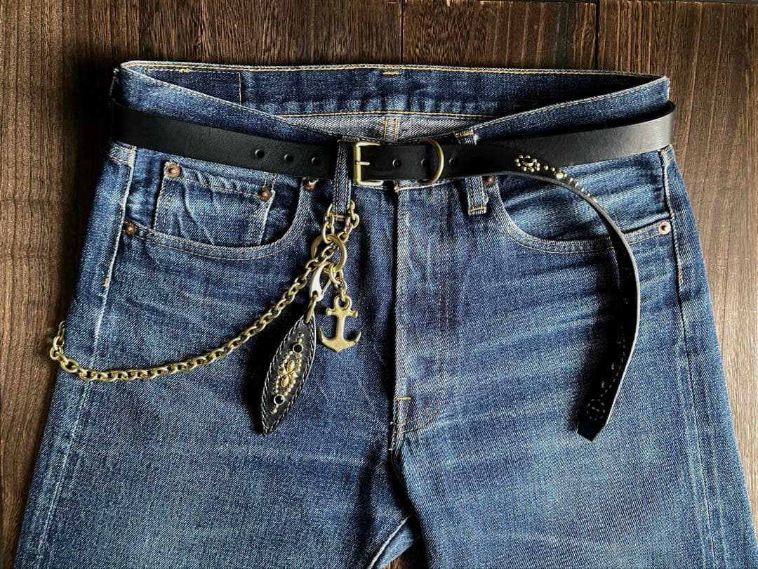 スタッズナローロングベルト　24㎜　 真鍮　フラワー　HTC CALEE