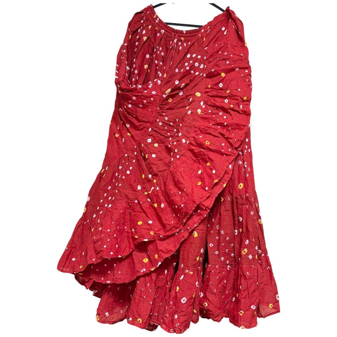 25ヤード ジプシースカート 赤 水玉 コットン 希少