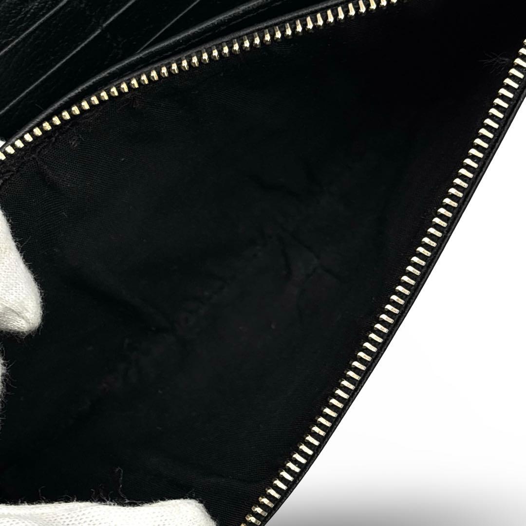 極美品】イヴサンローラン　長財布　ウォレット　ＹＳＬロゴ 　レザー　革　黒