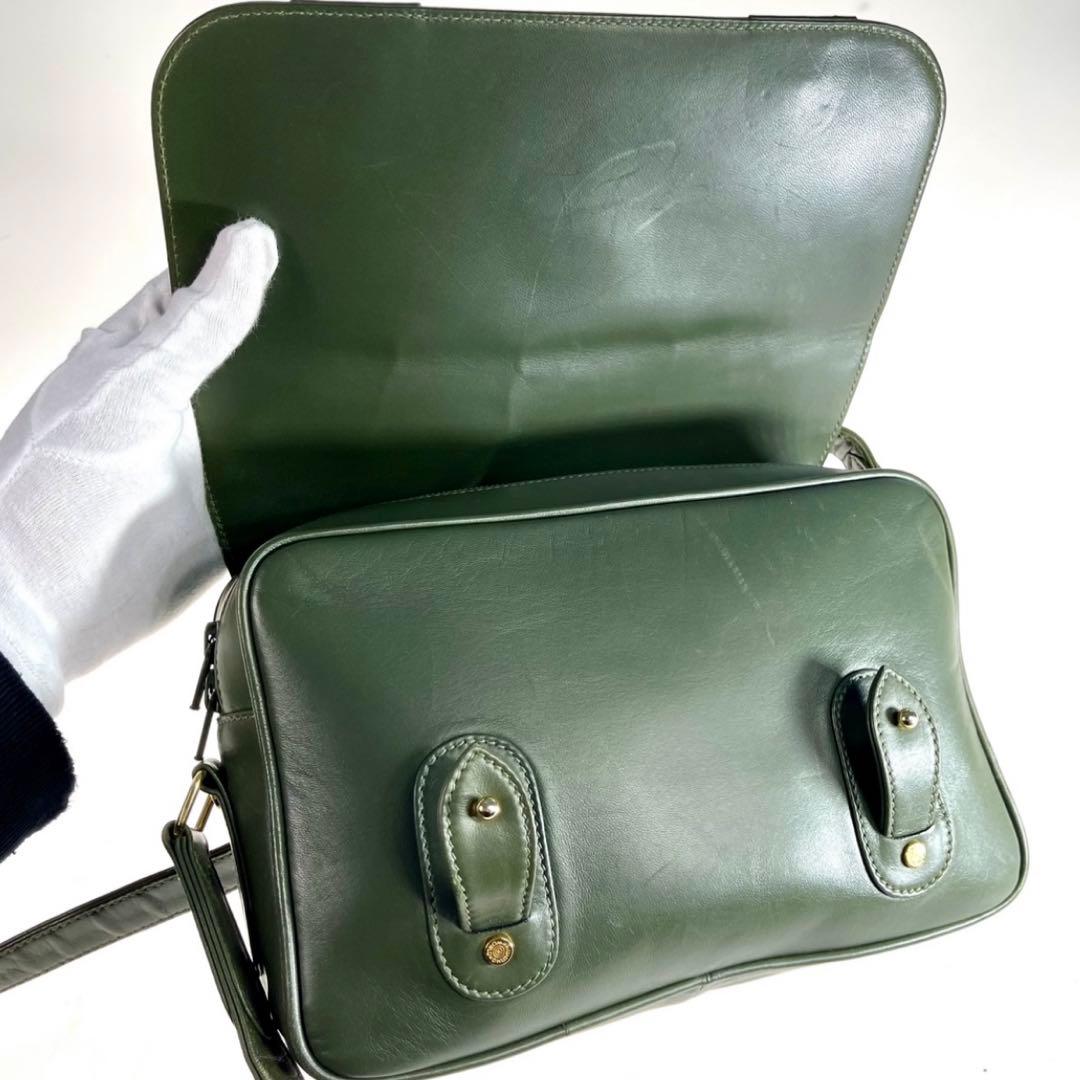 HUNTING WORLD レザー メッセンジャーバッグ オリーブ a515