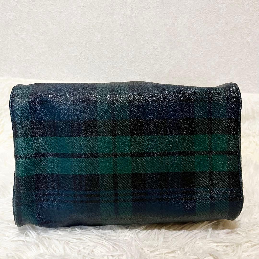 ポロ ラルフローレン　ミニ ボストンバッグ　ハンドバッグ　チェック柄　PVC