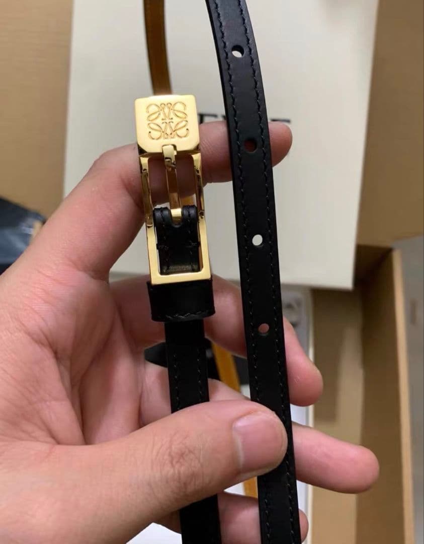 LOEWE ロエベ レザー ベルト（ブラック＆イエロー）