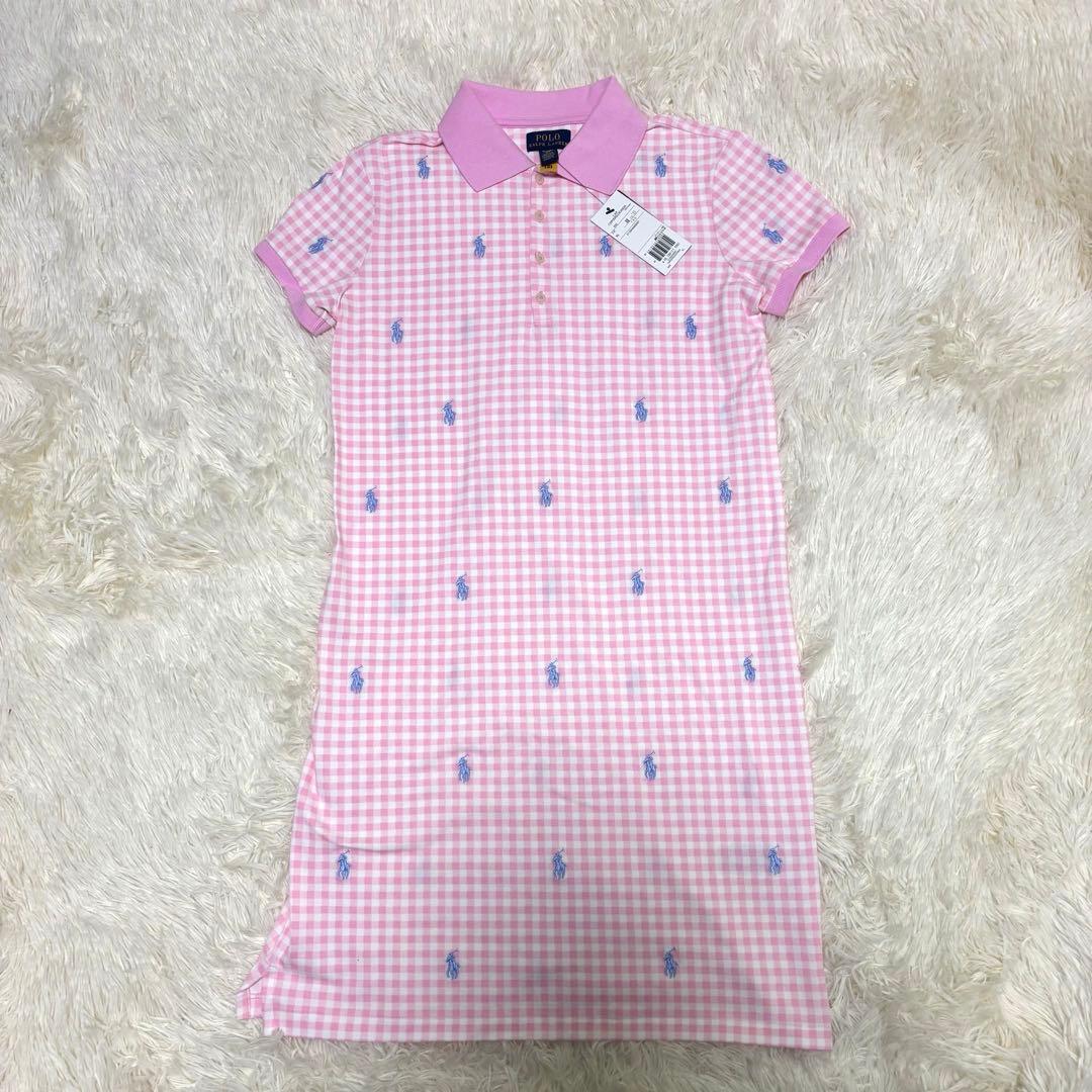 新品タグ付　ラルフローレン　160 XL ポロワンピース　ピンク