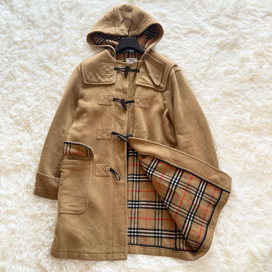 美品　バーバリー　ダッフルコート　キャメル　ノバチェック　ウール　トグル