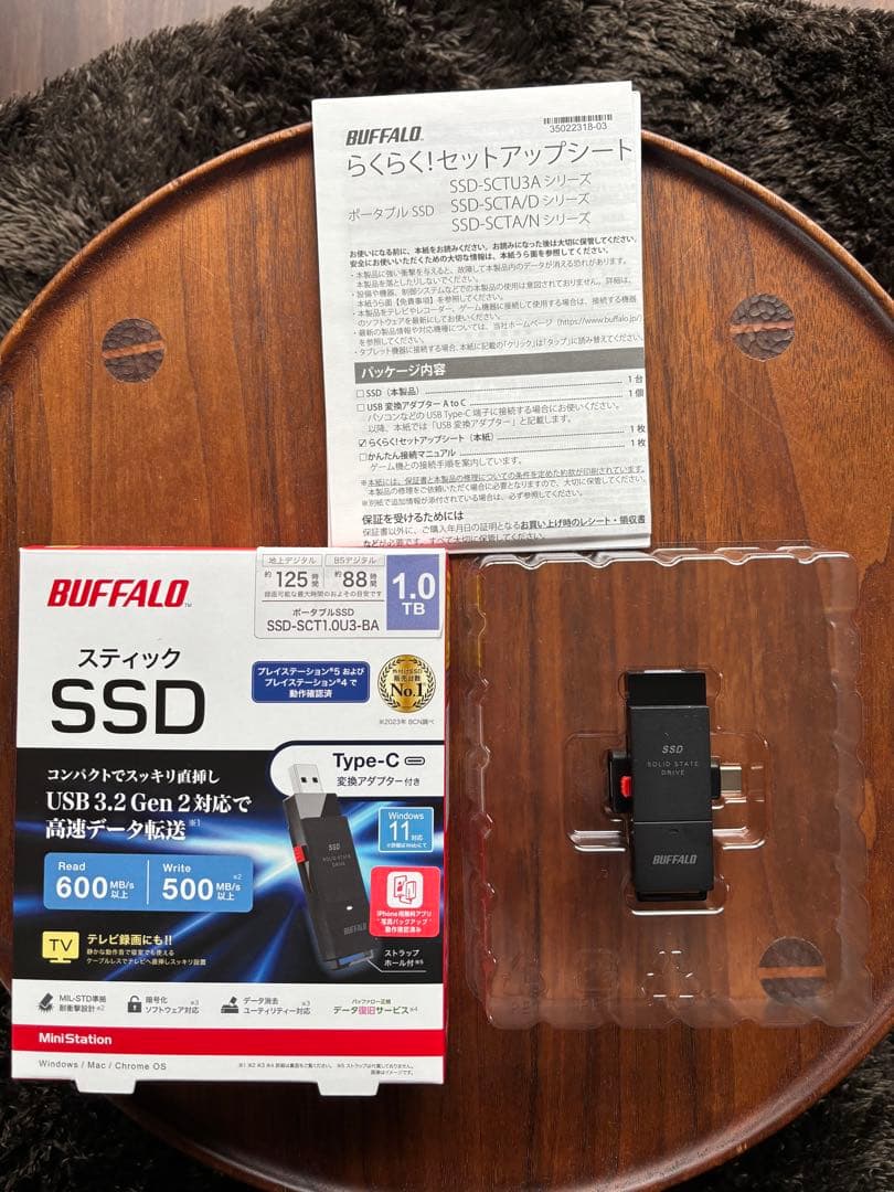 外付けハードディスク・ドライブ BUFFALO SSD-SCT1U3-BA 1TB Type-C