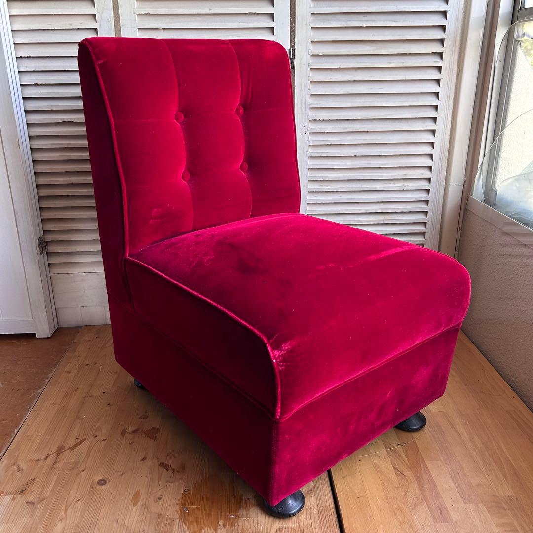 ベルベット　ビンテージ一人がけソファ　椅子　昭和レトロ　B
