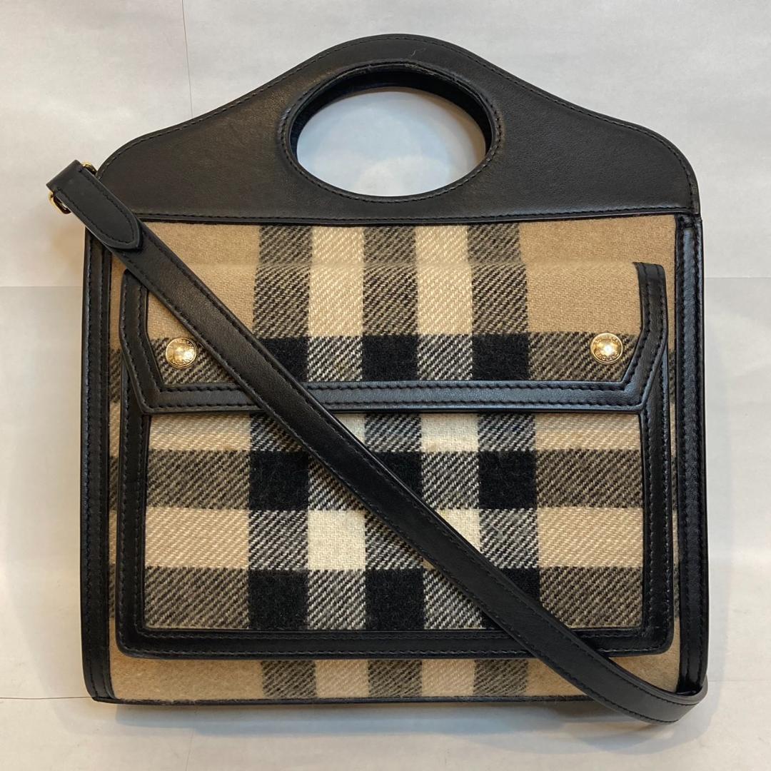 バーバリー ミニポケットバッグ カシミヤ 2Way チェック