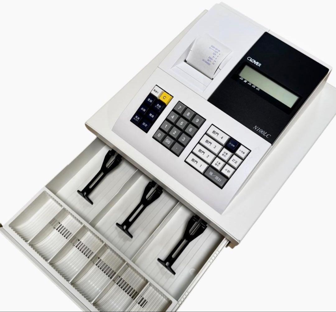 【美品】CLOVER 電子レジスター N100LC レシートロール17個付き