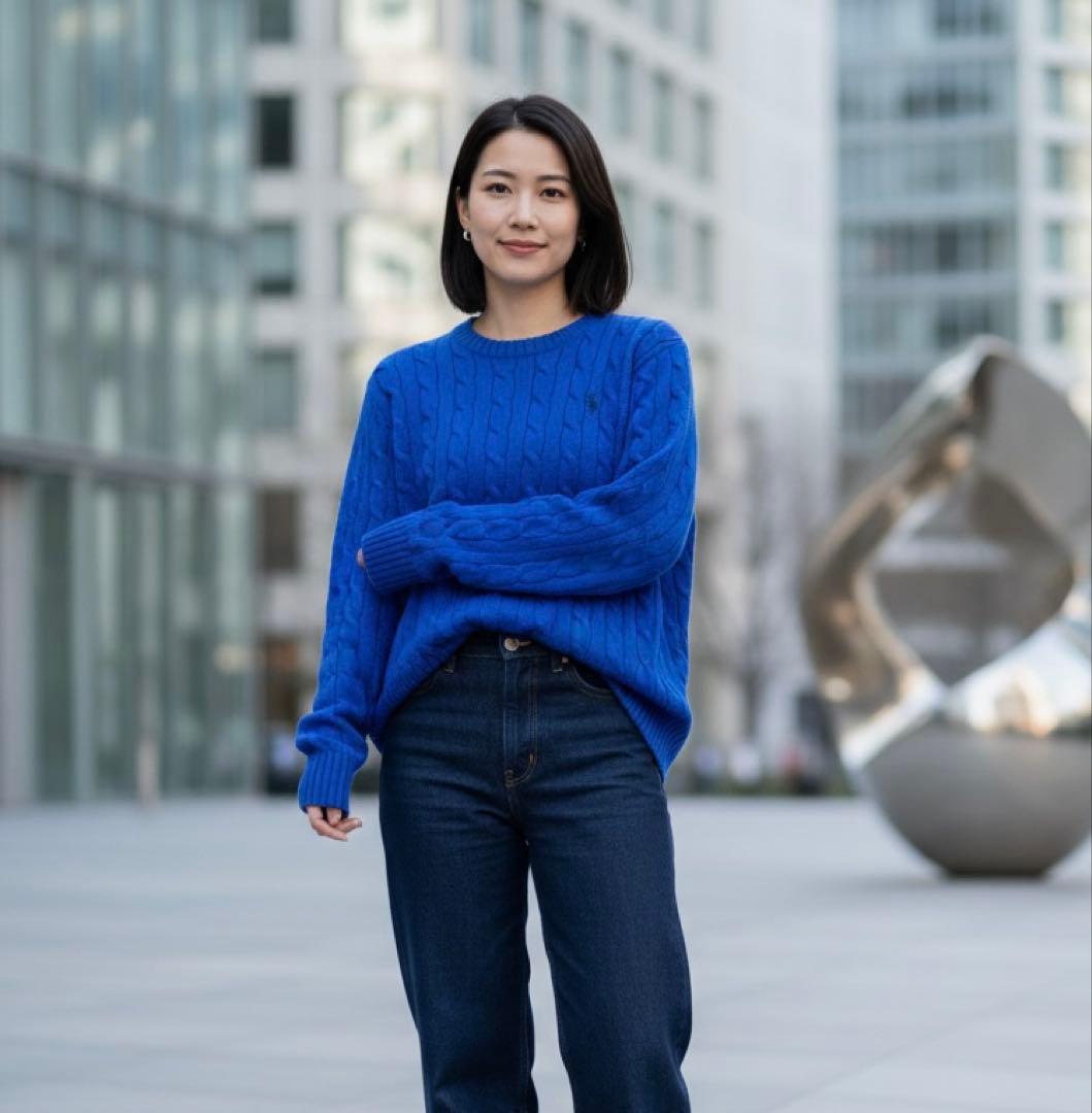 アウディQ8　ポロ ラルフローレン ケーブルニットセーター 青 M 近年