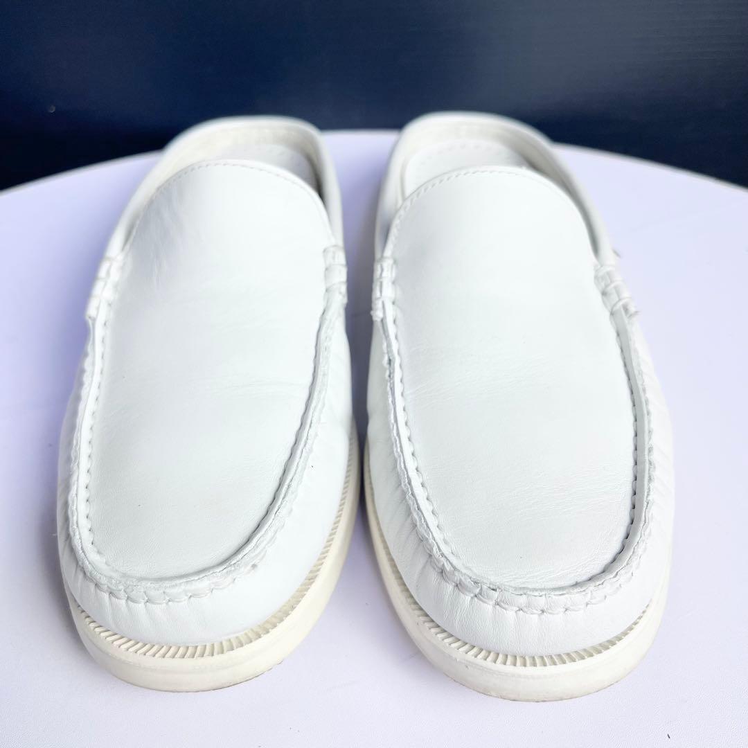 ふな♪美品✨パラブーツ レザー スリッポン モカシン ミュール ホワイト