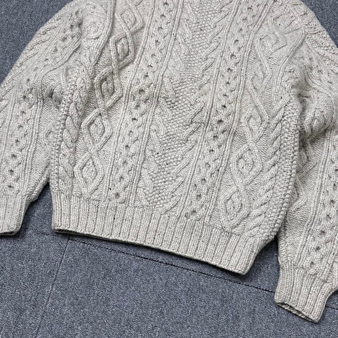 90s J.PRESS シルク混 ウール アランニットセーター ジェイプレス