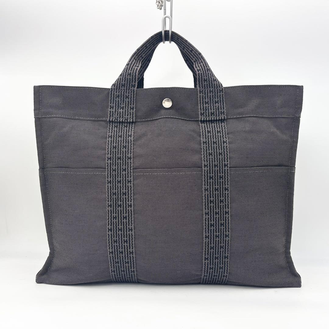 エルメス エールライン MM トートバッグ グレー系 鞄 カバン カデナ