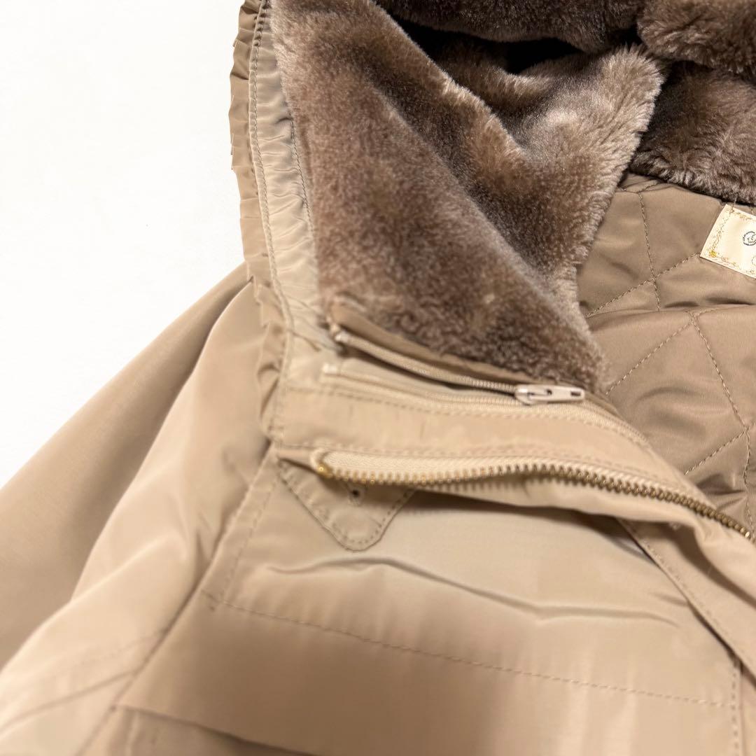 フランシュリッペ モッズコート パールリボン ビジュー ライナー付き ベージュ