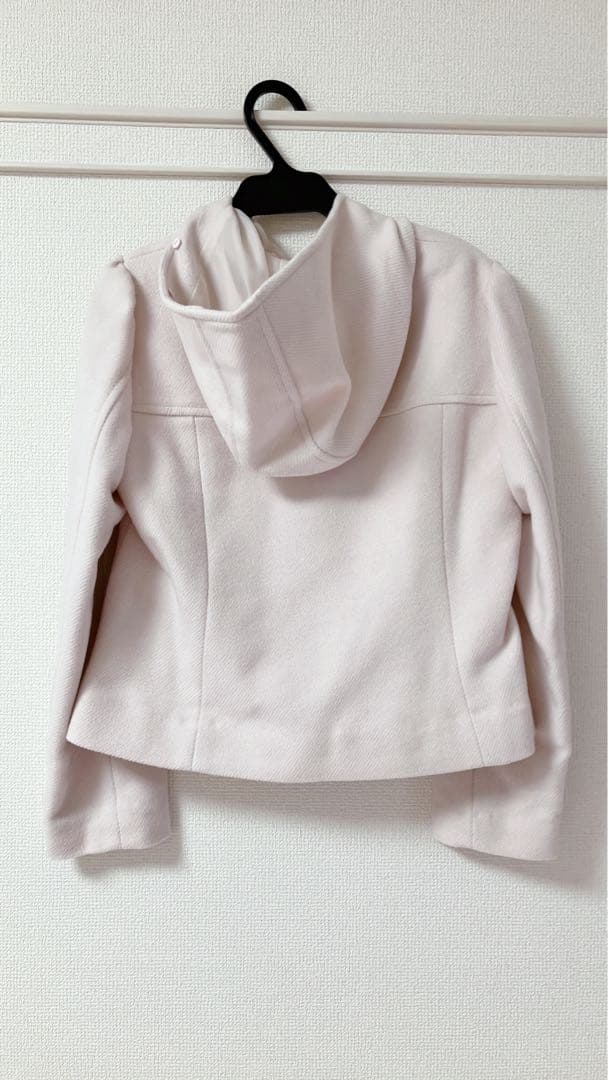 フード付きライトピンクリボンコート