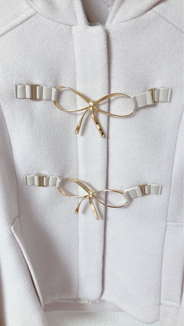 フード付きライトピンクリボンコート