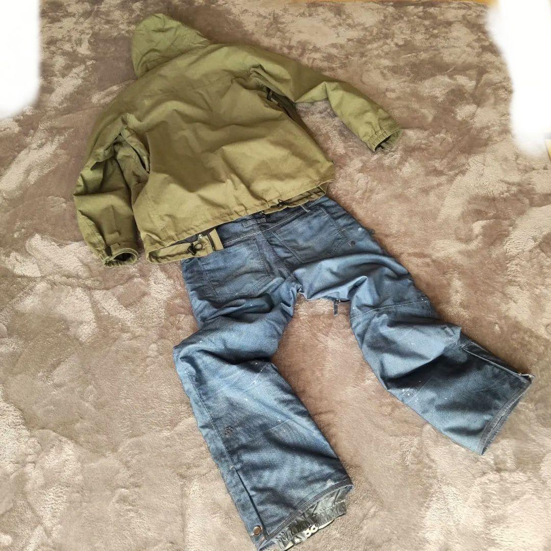 686 上下　オリーブグリーンジャケットとデニムパンツセット