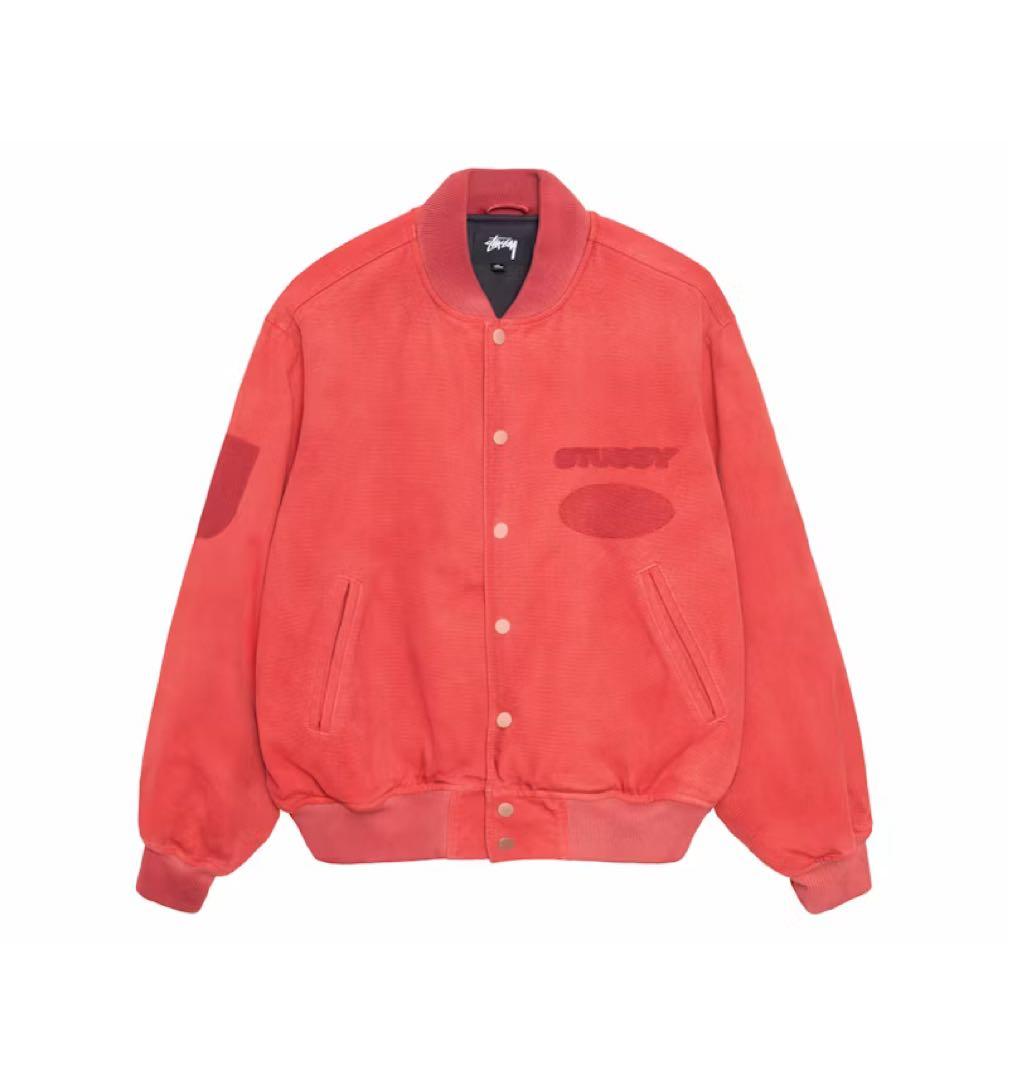 ジャケット・アウター Stussy Ghost Logo Canvas Varsity Jacket
