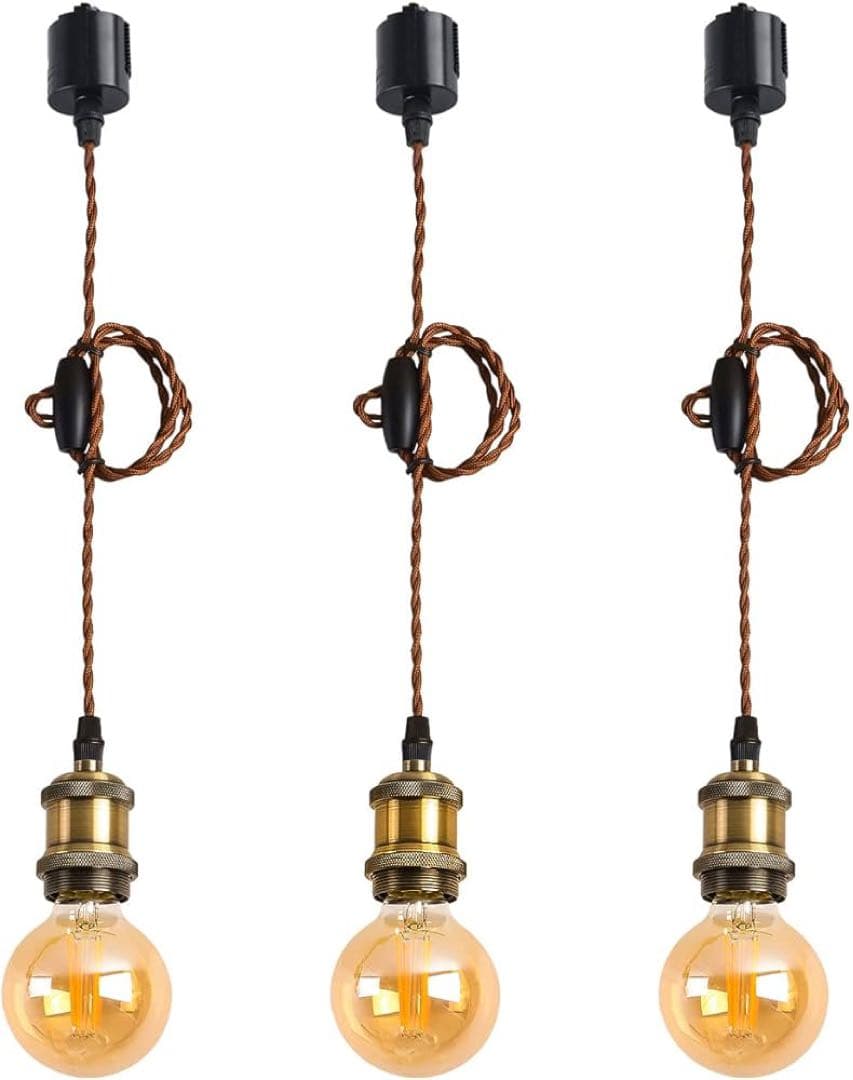 【新品未使用】ペンダントライト E26口金 LED電球付き　レトロ調ライト