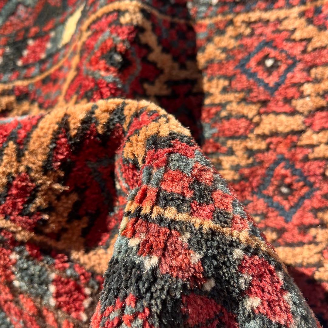 年末セール☆アンティーク絨毯 バルーチ族 バーリシトの袋表 手織りトライバルラグ