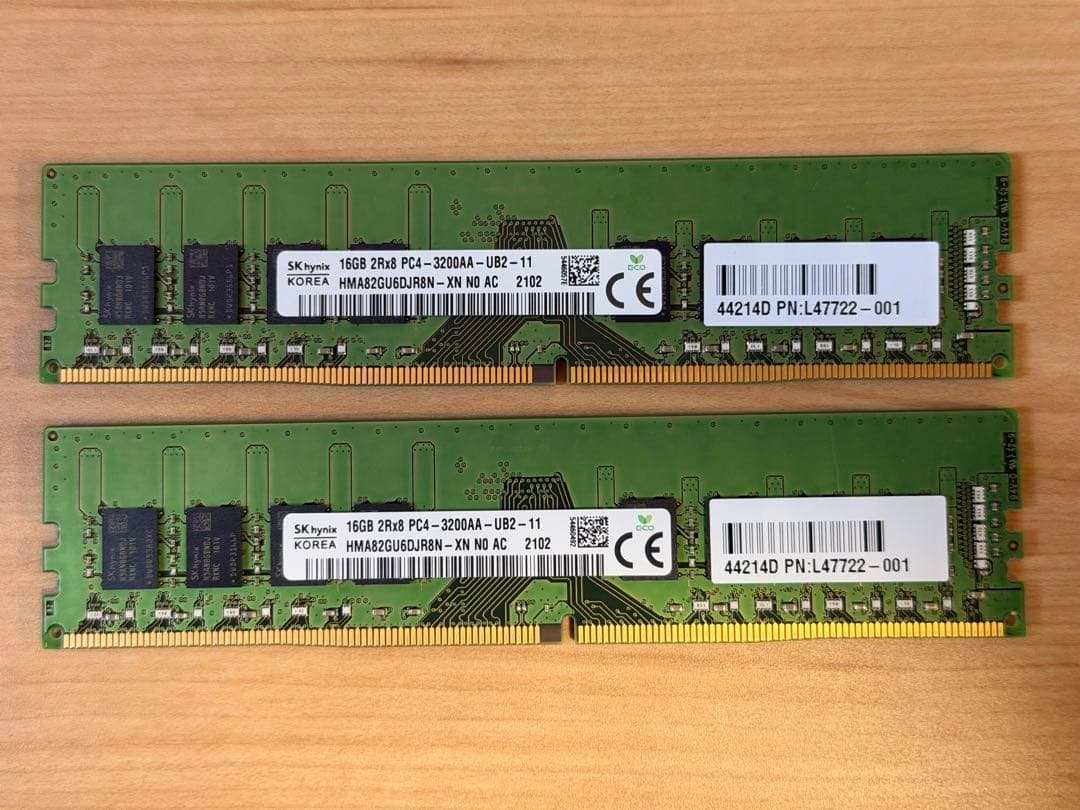 中古SK hynix DDR4 PC4-3200 メモリ16GB×2（32GB）