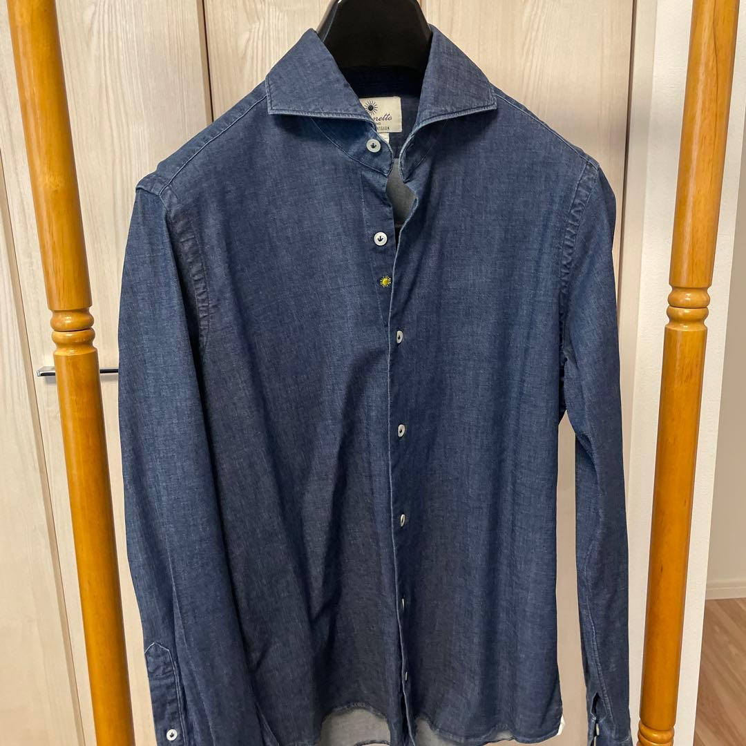 ジャンネット カッタウェイシャツ コットン デニム ハイパーストレッチ