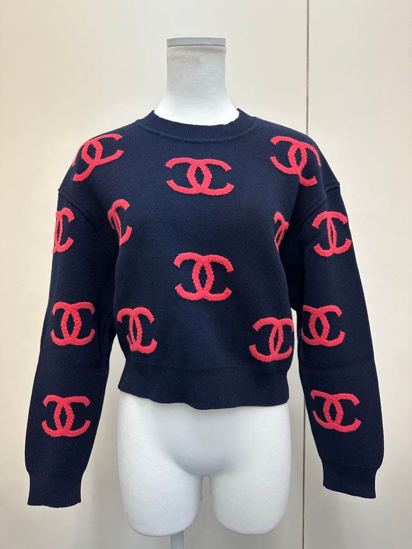 CHANEL ロゴ入り長袖ニットセーター