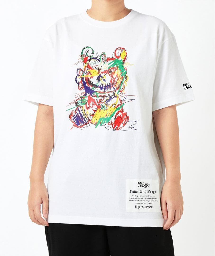 新品☆ダンスウィズドラゴン ちびドラ レインボー Tシャツ☆ホワイト☆XLサイズ