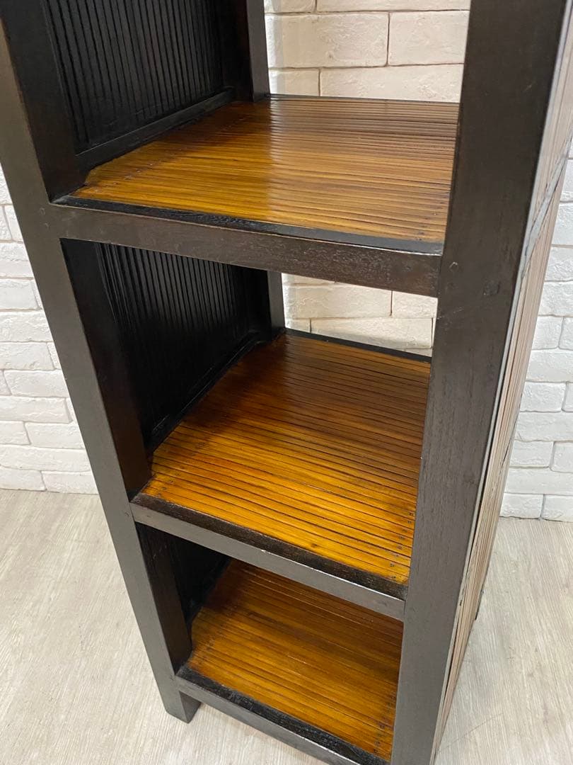 【Tak0310】高級　バリ家具　バンブー　シェルフ　ラック　棚　本棚