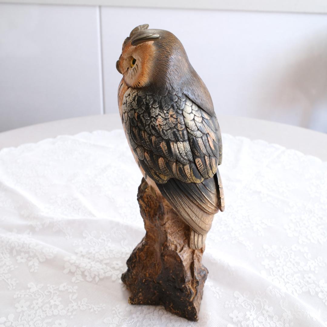 イタリア製フクロウの彫刻 約35cm