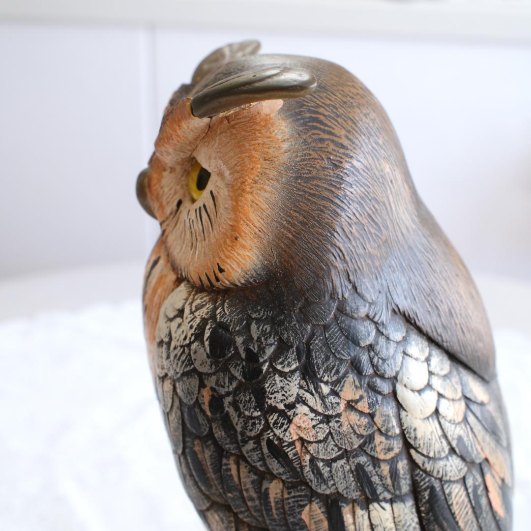 イタリア製フクロウの彫刻 約35cm