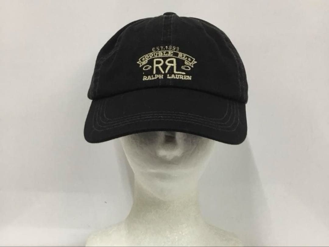 RRL ブラック ロゴ刺繍 ベースボールキャップ
