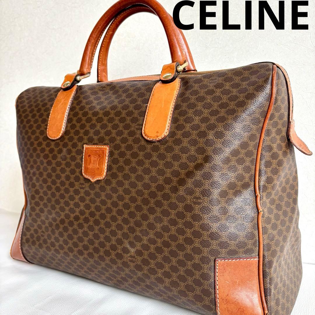 【セリーヌ】CELINE ボストンバッグ マカダム柄 旅行かばん オールド