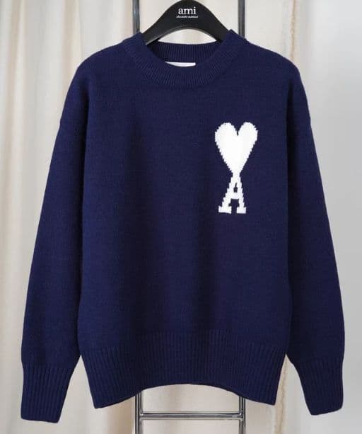 AMI PARIS ー ニットセーターネイビ M 男女兼用