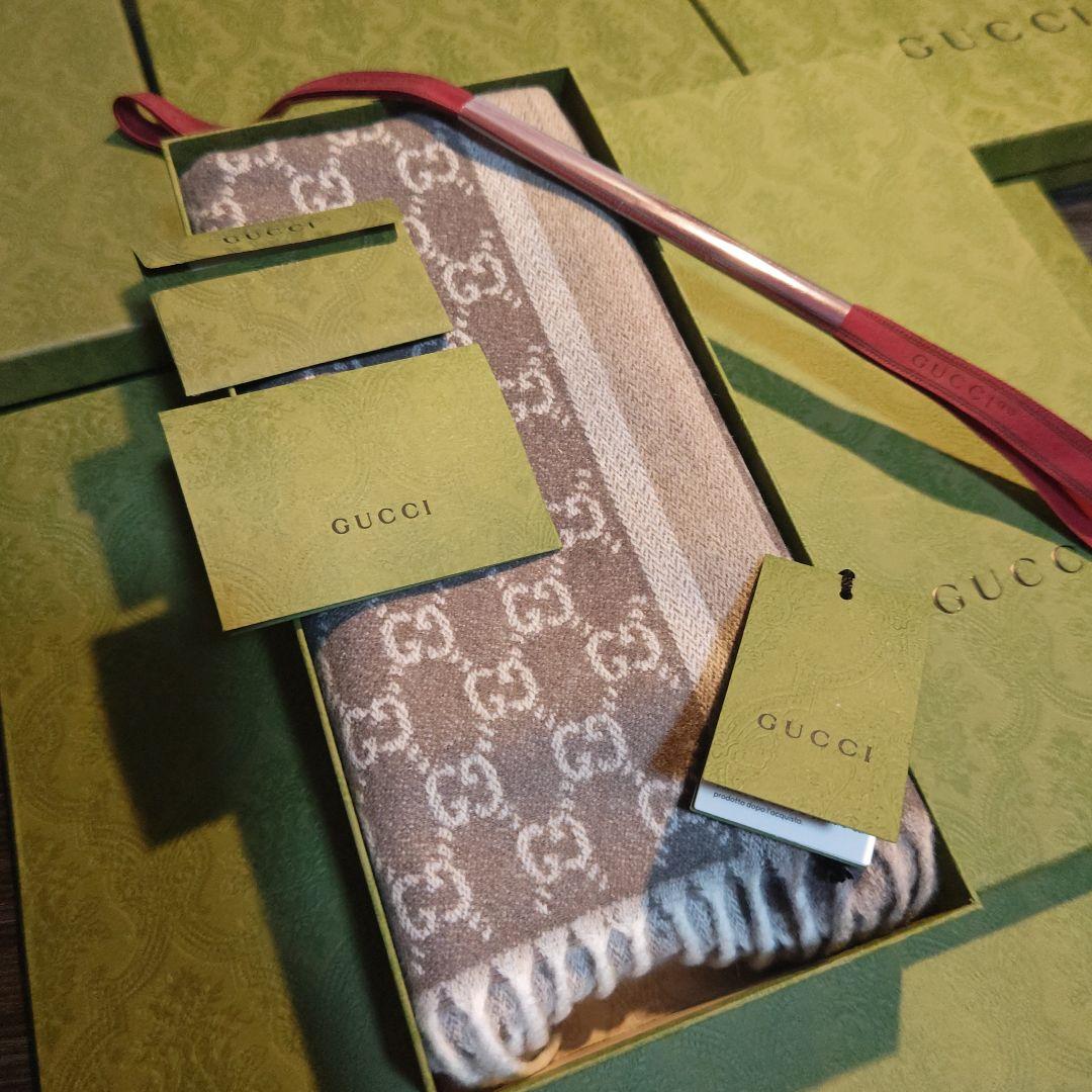 ❤美品箱付き❤GUCCI マフラー ショール スカーフ❤最高級カシミア❤ベージュ