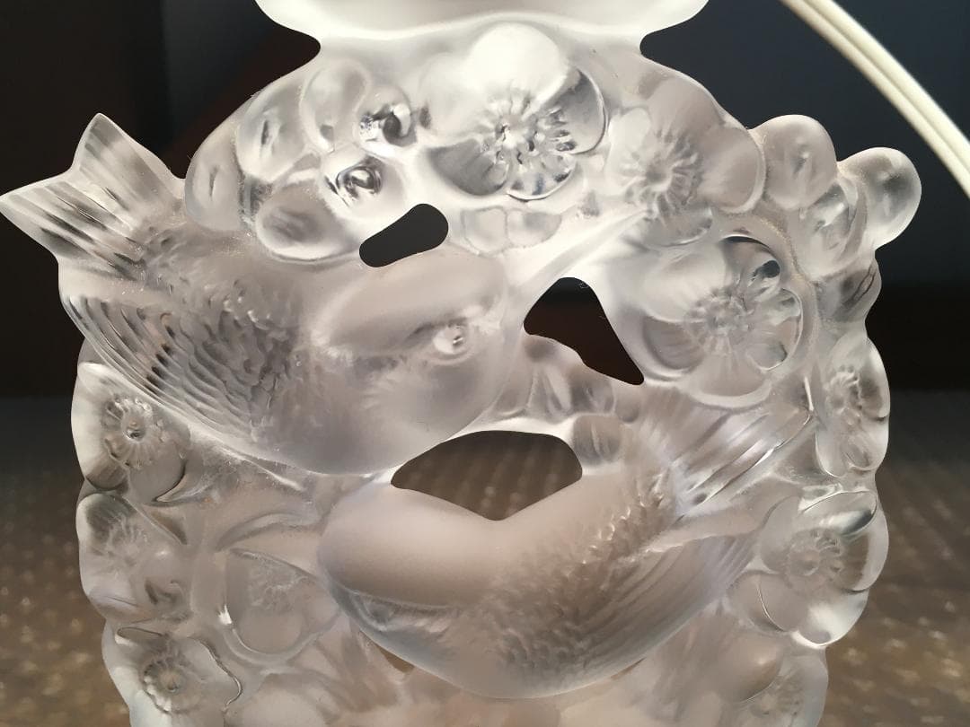 ○激レア LALIQUE Mésanges ラリック クリスタル テーブルランプ