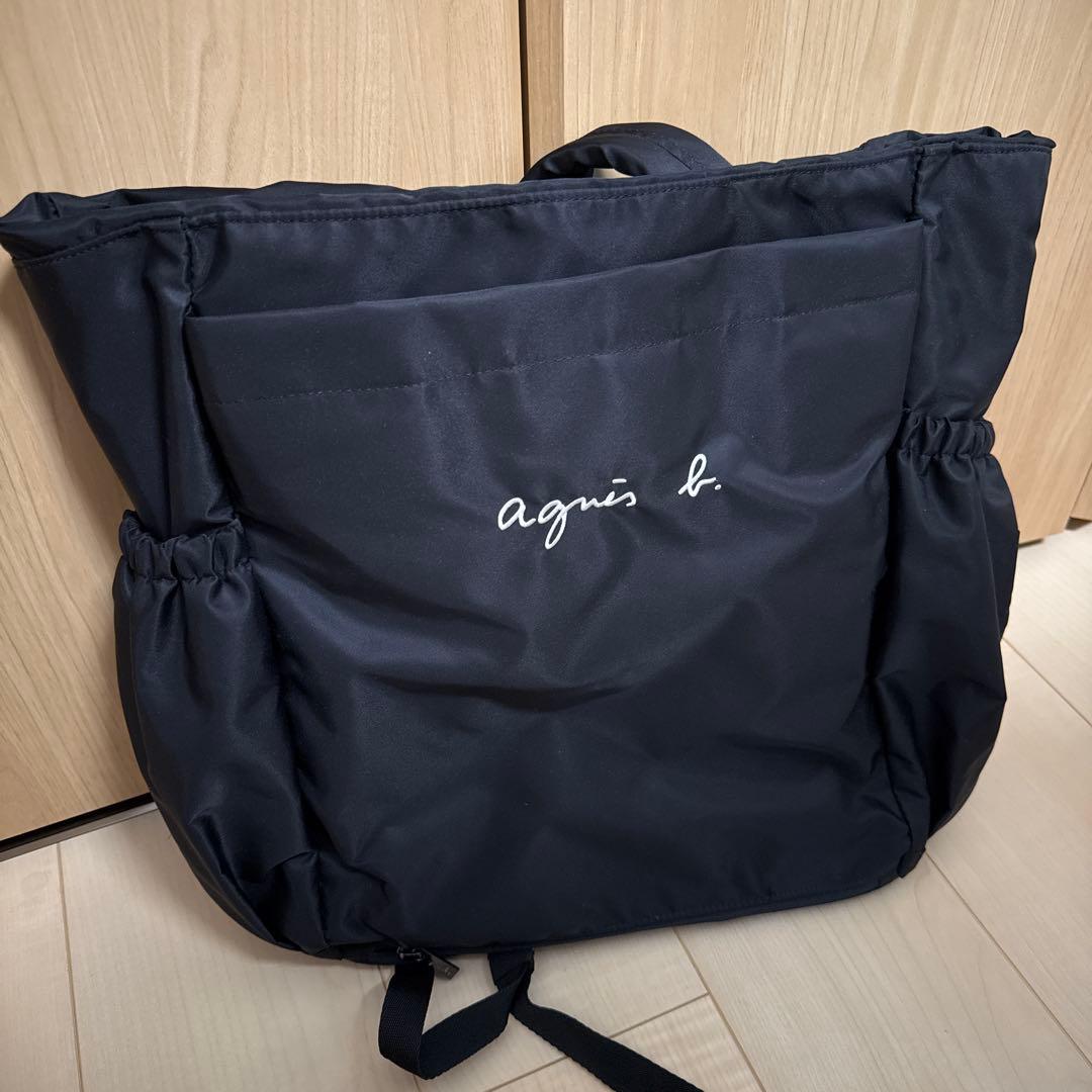 agnès b. マザーズバッグ　リュック　トートバッグ　美品　ブラック