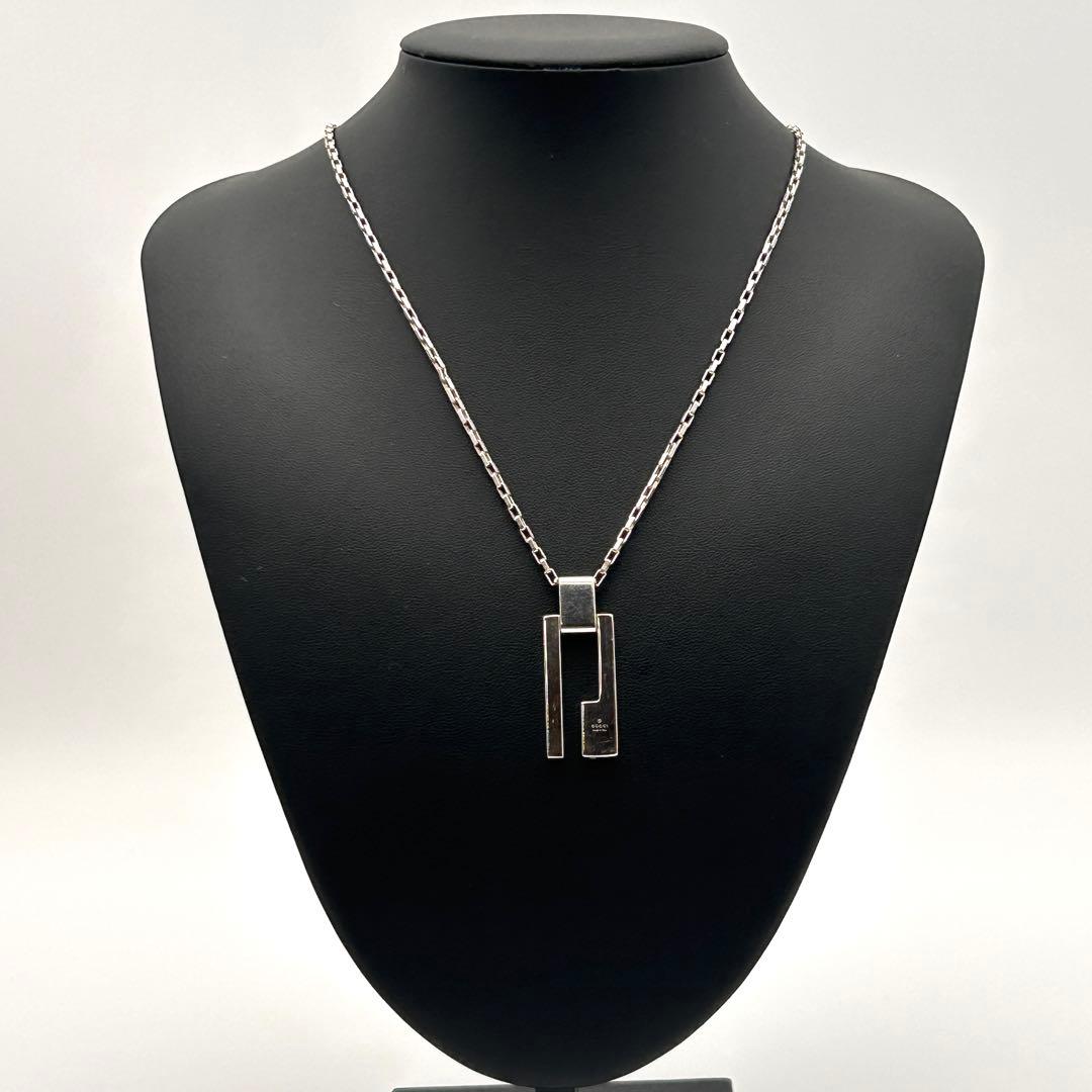 美品✨ GUCCI グッチ ネックレス Gロゴ プレート シルバー925