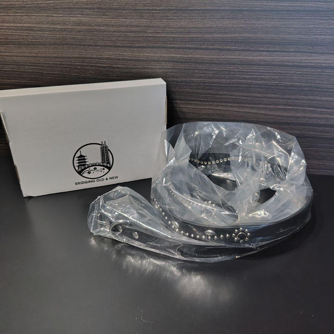 クロス青■本革レザーフルスタッズナローベルト☆アメカジヴィンテージビンテージ