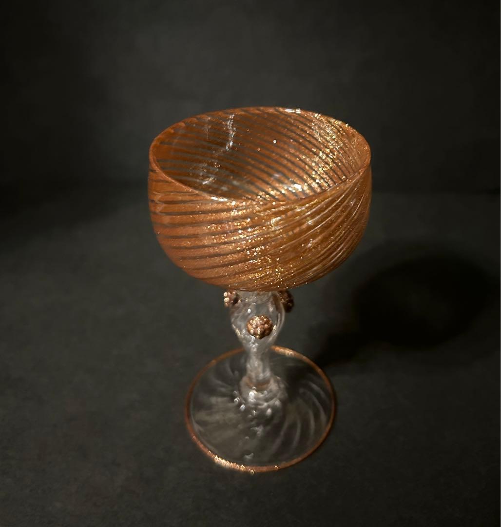 ベネチアガラス ムラノガラス ワイングラス 金彩