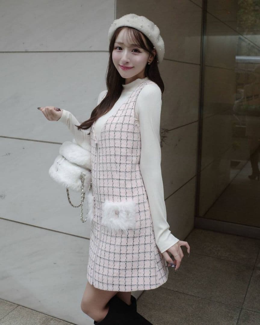 ダーリッチ フロントファスナーツイードミニワンピース フリー ワンピ FREE