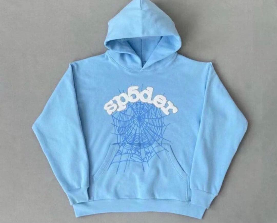 sp5der スパイダー パーカー 水色