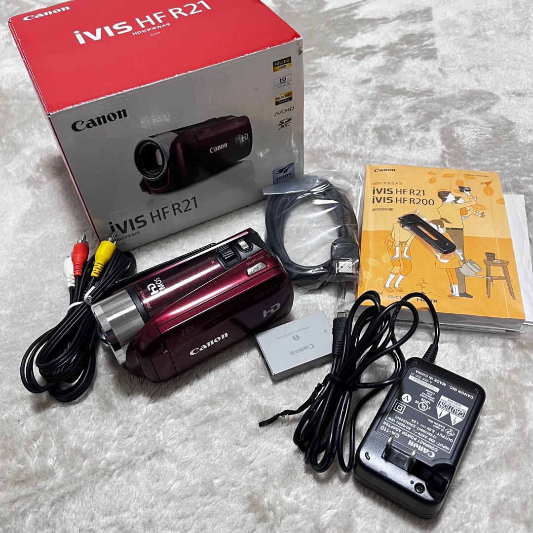 美品　Canon デジタルビデオカメラ iVIS HF R21 ワインレッド